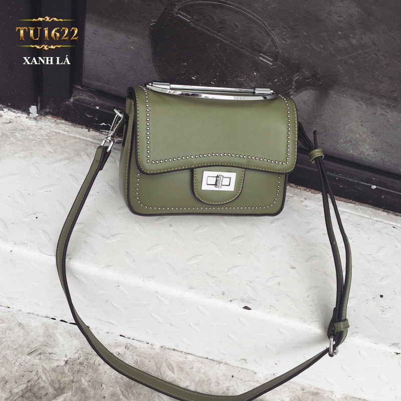 Túi xách đeo viền đính kim loại thời trang TU1622 (Xanh lá)