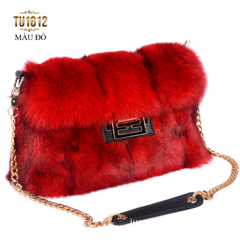 Túi xách lông khóa H thời trang TU1612 (Màu đỏ)